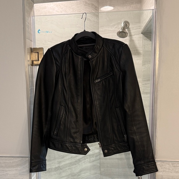 Women's Motocross Black Leather Jacket - Picture 6 of 8